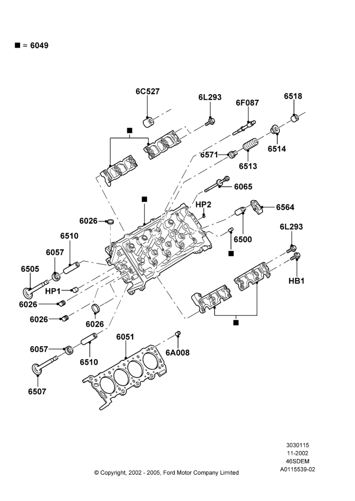 15C - Cylinder Head, 4.6L DOHC V8 EFI, V8 Appearance Group; 04/NOV/2002-12/MAY/2004