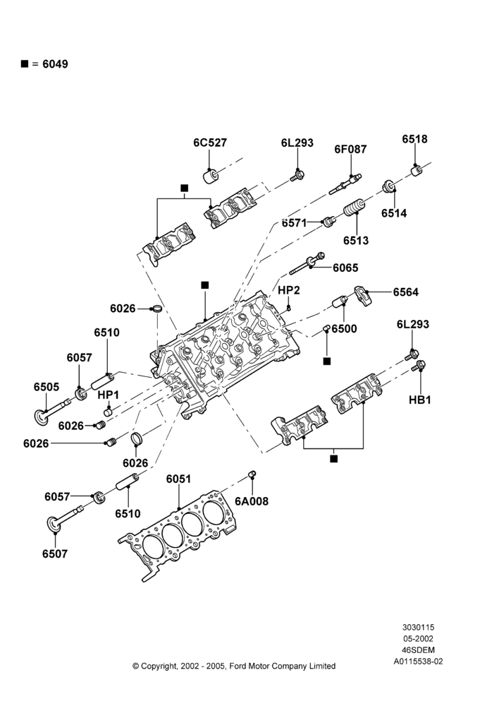 15B - Cylinder Head, 4.6 DOHC EFI S/C, Cobra; 06/MAY/2002-12/MAY/2004