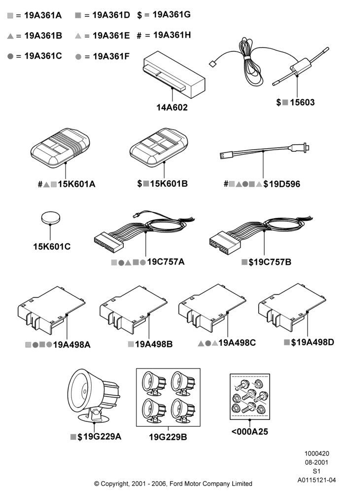 20B - Accessory Anti-Theft Devices, Power Code Systems; 20/AUG/2001-30/JUN/2005
