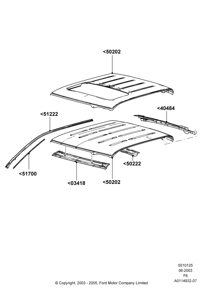 25B - Roof - Sheet Metal, Super Cab; 02/JUN/2003-18/AUG/2008