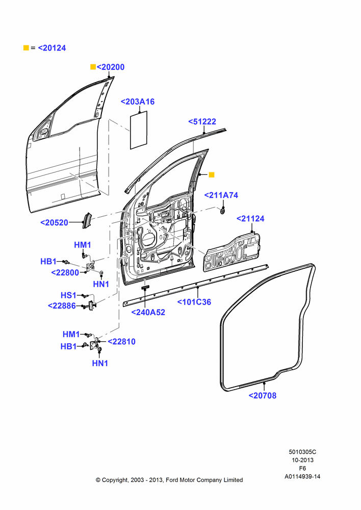 05C - Front Doors, Hinges & Weatherstrips, Crew Cab; 02/JUN/2003-18/AUG/2008