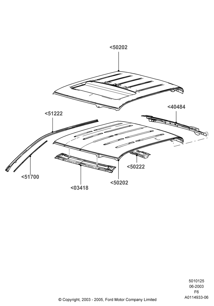 25C - Roof - Sheet Metal, Crew Cab; 02/JUN/2003-18/AUG/2008