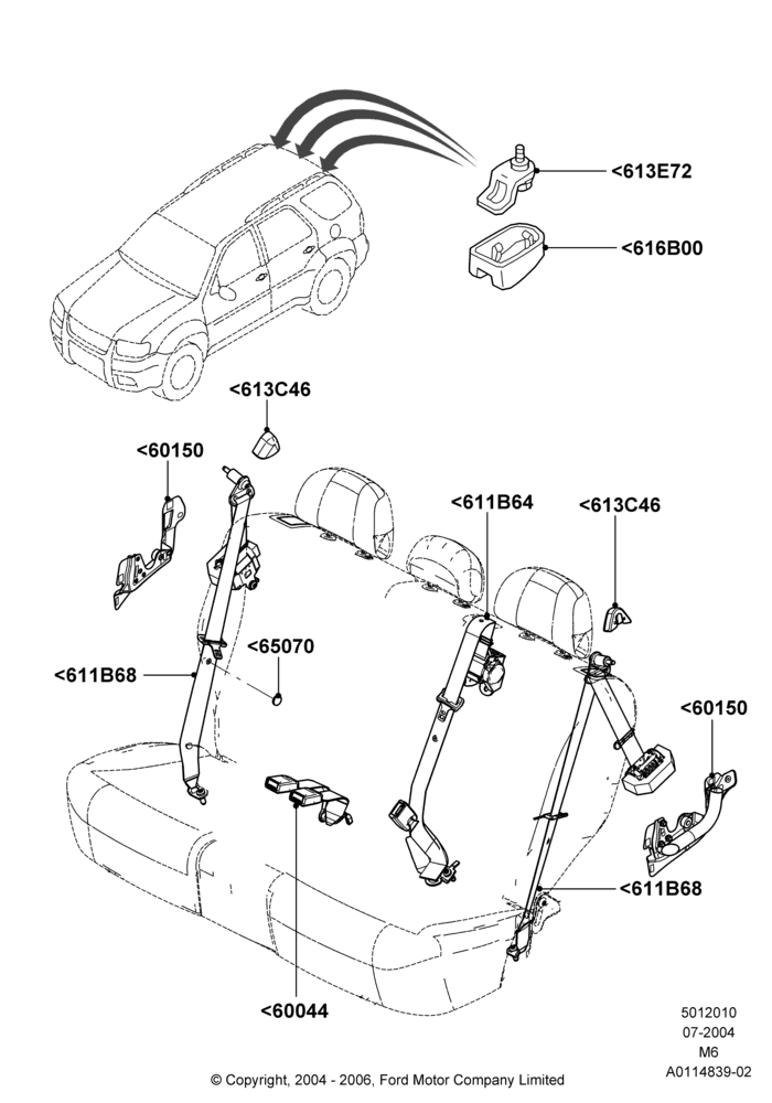 10 - Rear Seat Belts; 26/JUL/2004-01/MAY/2006