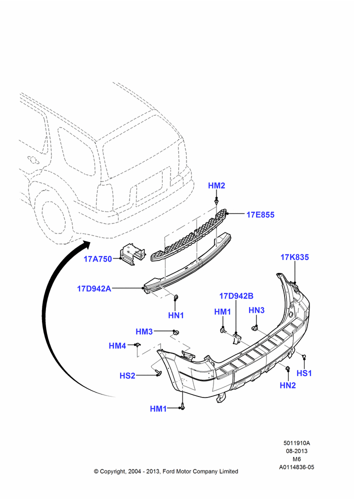 10A - Rear Bumper, Ford Series; 26/JUL/2004-01/MAY/2006