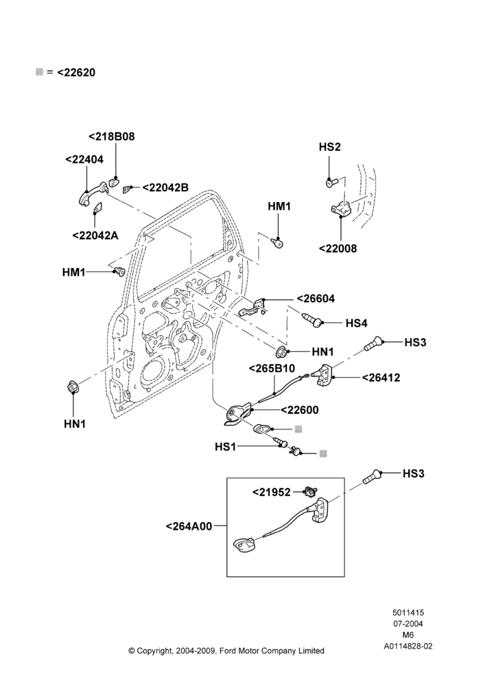 15A - Rear Door Lock Controls, Ford Series; 26/JUL/2004-01/MAY/2006