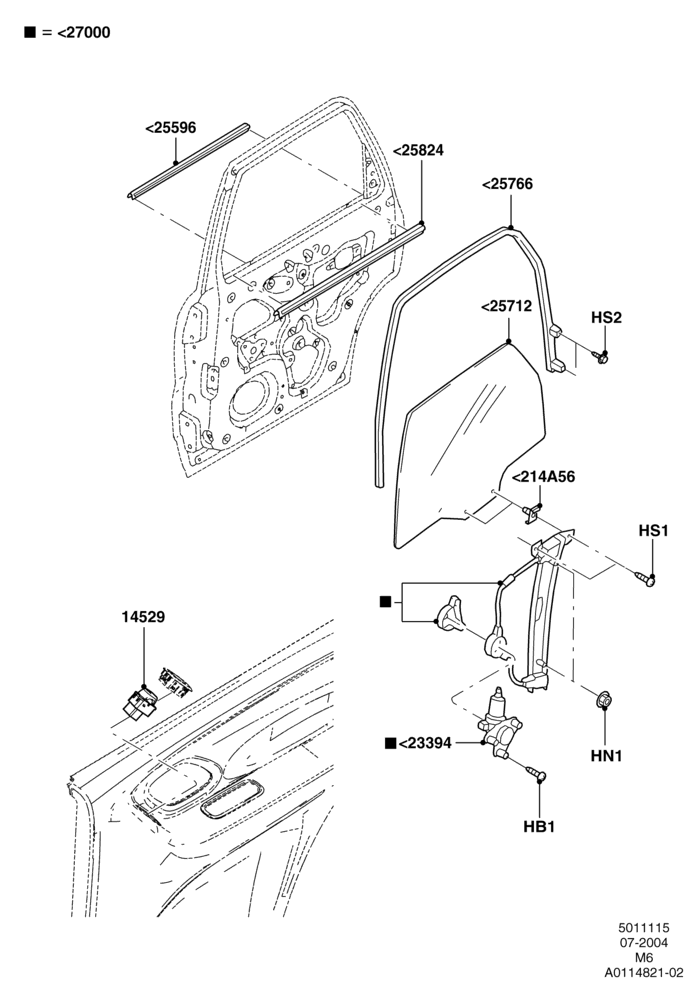 15 - Rear Door Glass and Window Controls; 26/JUL/2004-01/MAY/2006