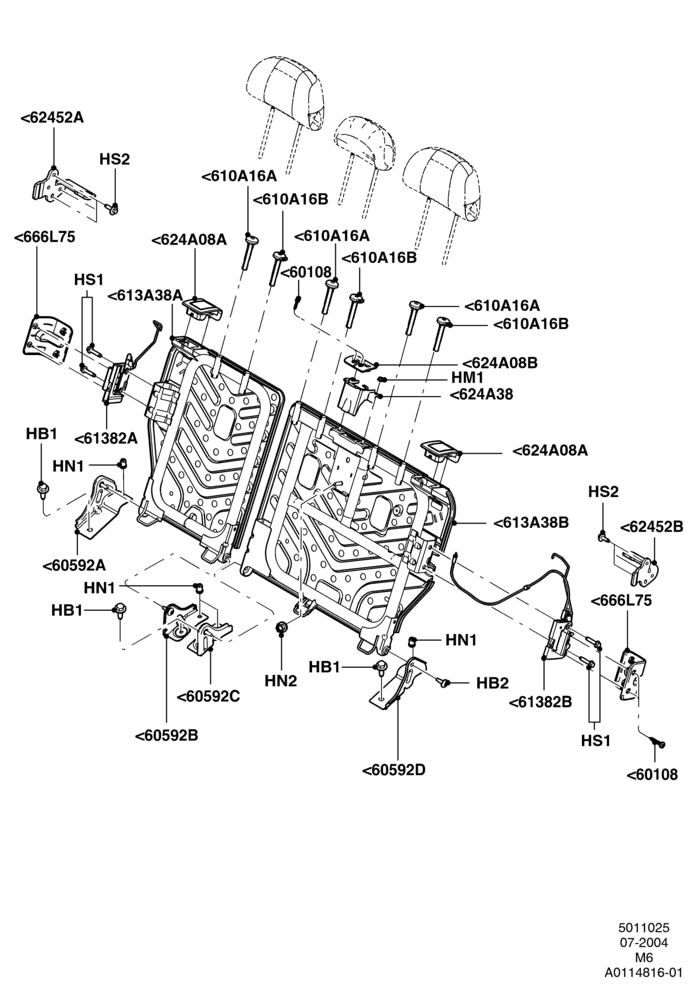 25 - Rear Seat Back; 26/JUL/2004-01/MAY/2006