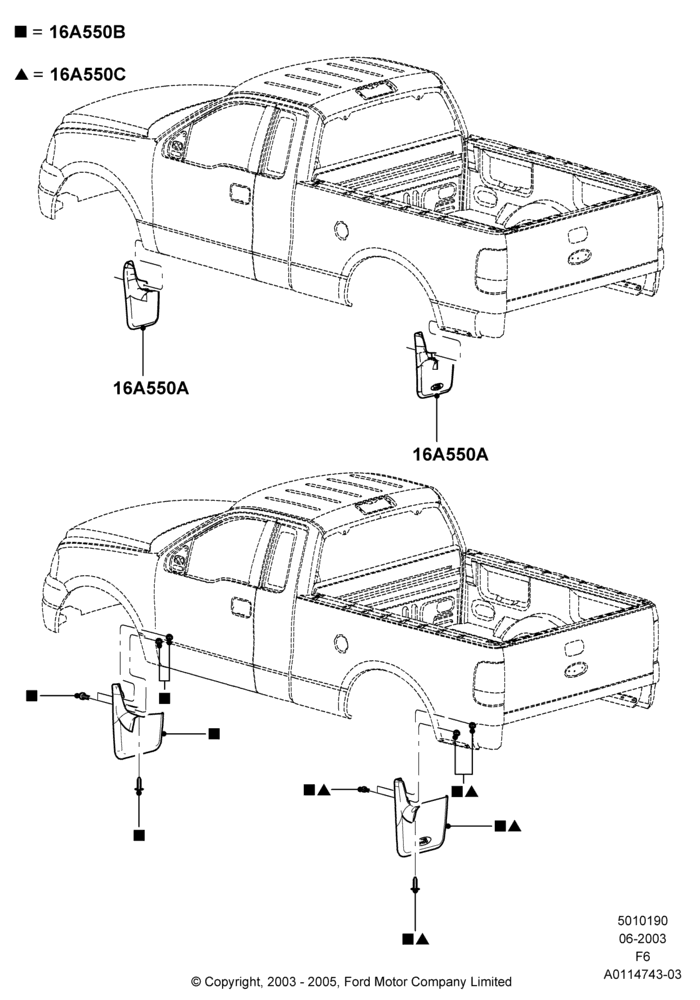 Mudflaps, All Styleside Pick-Up Box, Ford 150 Series, Accessory