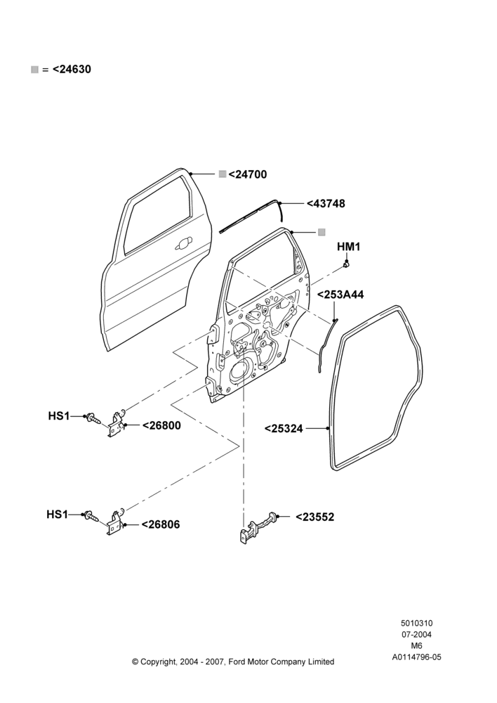 10 - Rear Doors, Hinges & Weatherstrips; 26/JUL/2004-01/MAY/2006