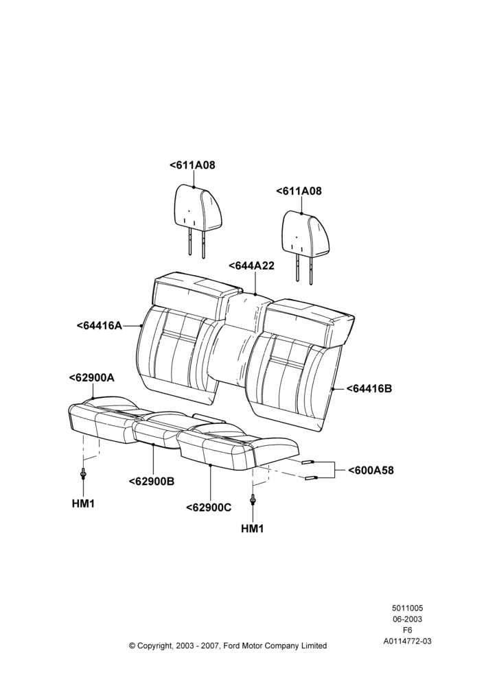 05A - Front Seat Covers, Regular Cab; 02/JUN/2003-23/AUG/2004