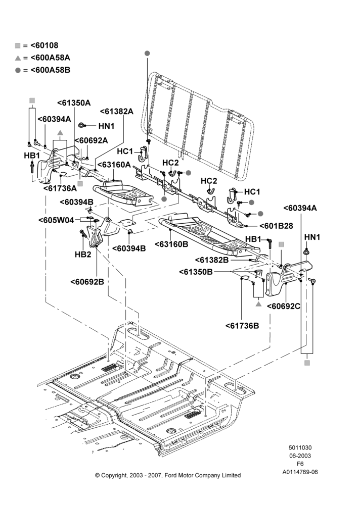 30A - Rear Seat Base, Super Cab; 02/JUN/2003-18/AUG/2008