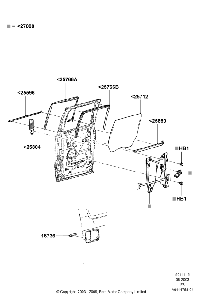 15A - Rear Door Glass and Window Controls, Crew Cab; 02/JUN/2003-17/JUL/2006