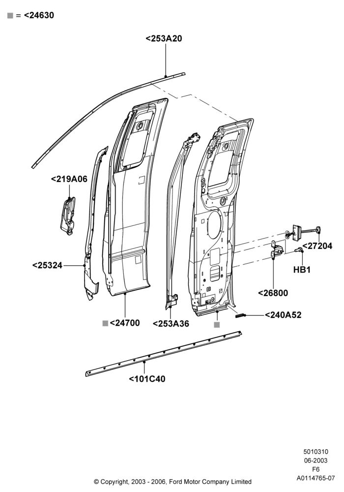 10A - Rear Doors, Hinges & Weatherstrips, Regular Cab; 02/JUN/2003-18/AUG/2008
