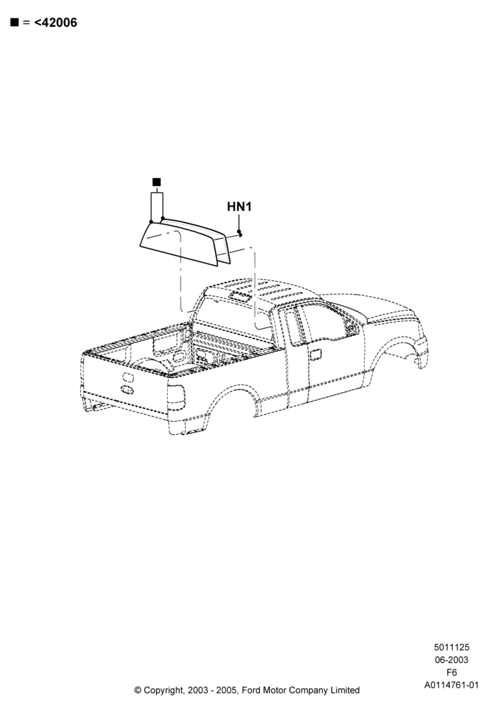 25A - Back Window Glass, With Fixed Rear Window; 02/JUN/2003-23/DEC/2014