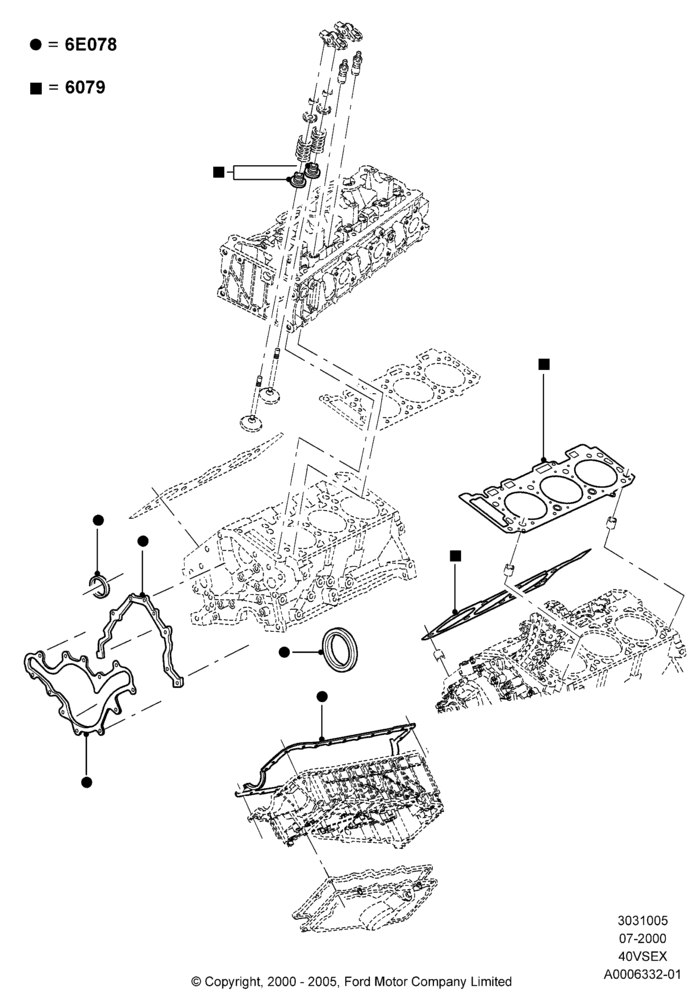 05A - Engine Gasket Kits, 4.0L V6 12V SOHC EFI; 31/JAN/2000-30/JUN/2005