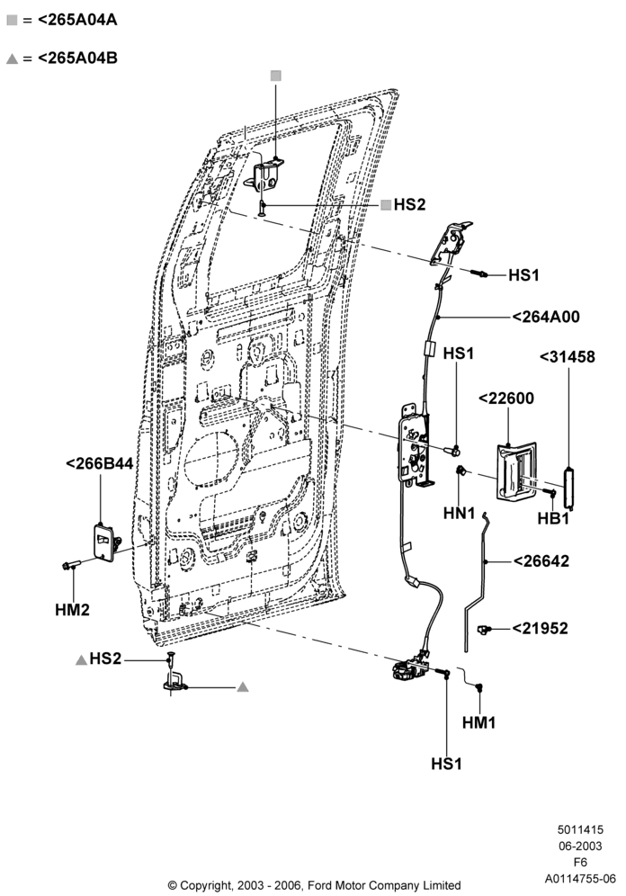 15A - Rear Door Lock Controls, Super Cab; 02/JUN/2003-23/AUG/2004