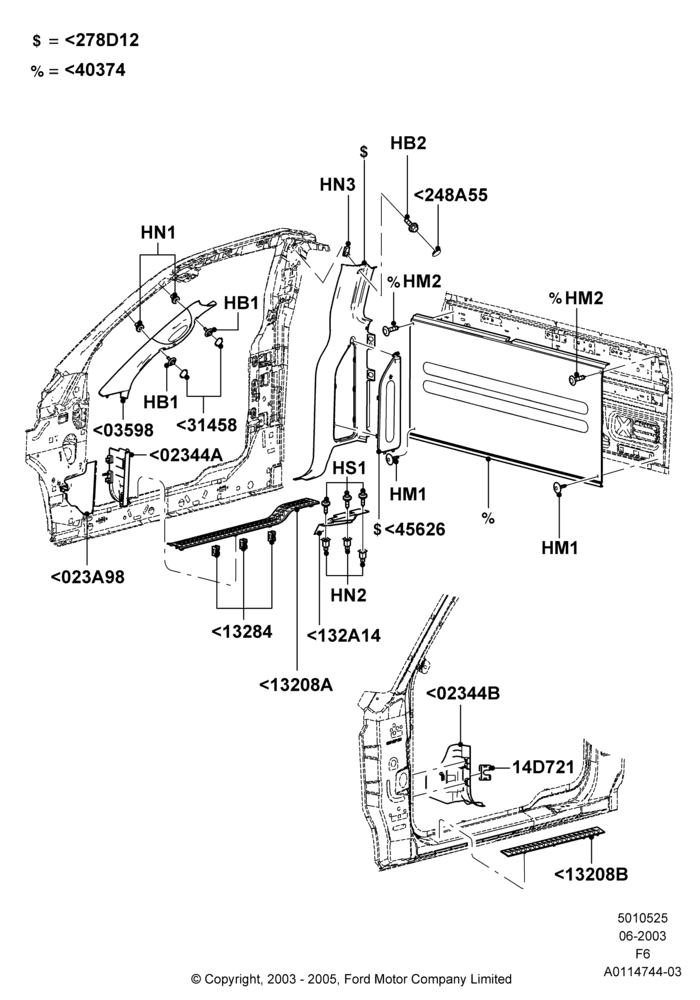 25A - Side Trim, Regular Cab; 02/JUN/2003-23/AUG/2004