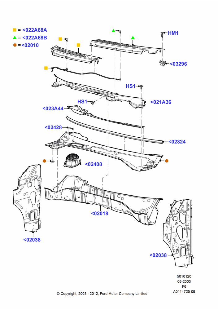 20A - Cowl/Panel and Related Parts; 02/JUN/2003-18/AUG/2008