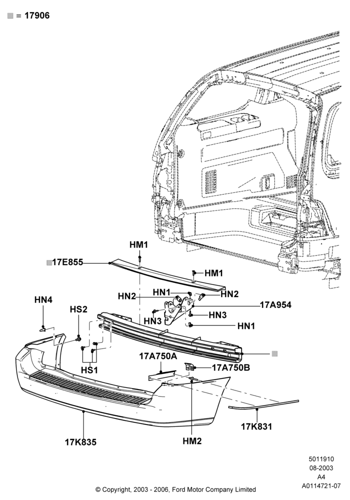 10 - Rear Bumper; 25/AUG/2003-02/JAN/2007