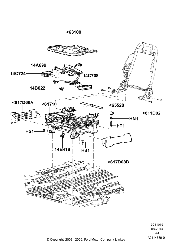 15A - Front Seat Base, With Driver 6 Way Pwr.Seat Adjuster, Driver Seat; 25/AUG/2003-02/JAN/2007