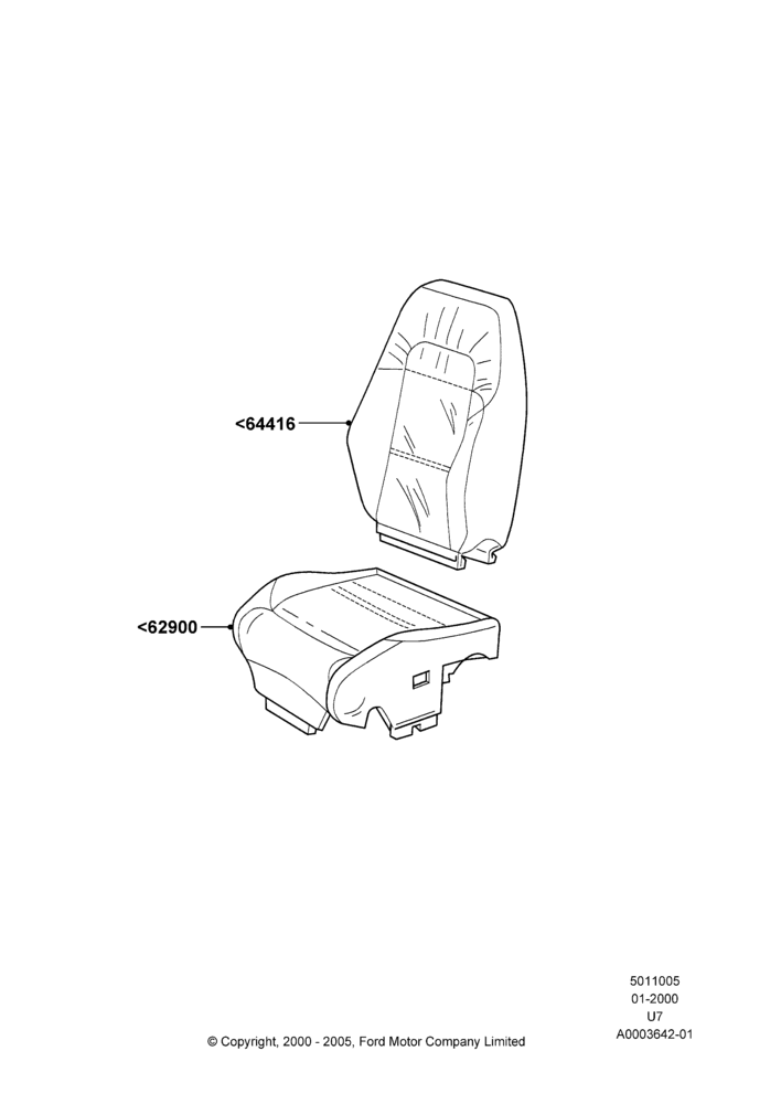 05C - Front Seat Covers, Sports Front Seat, With Side Air Bag - Drivers Side, With Side Air Bag - Passenger Side; 31/JAN/2000-19/AUG/2002