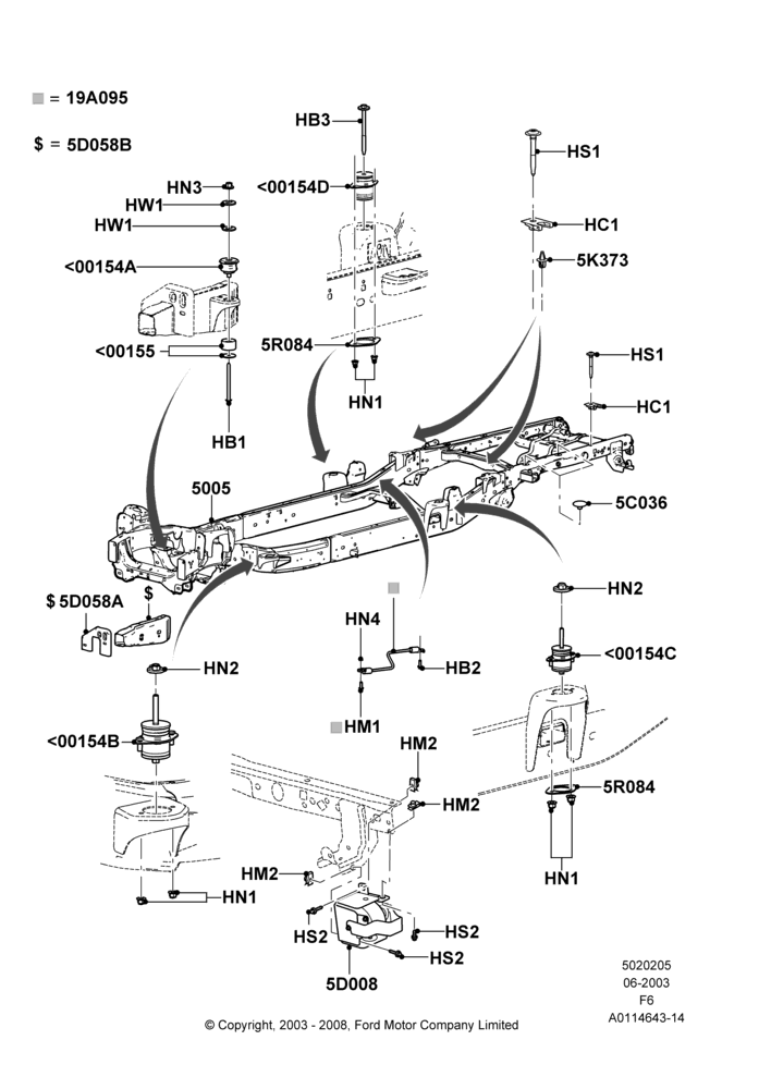 05A - Chassis Frame, Regular Cab; 02/JUN/2003-05/DEC/2005