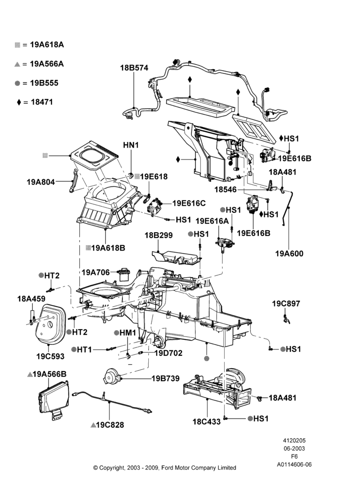 05A - Heater/Air Cond.External Components, Less Air Conditioning, Manual Air Conditioning; 02/JUN/2003-29/NOV/2004