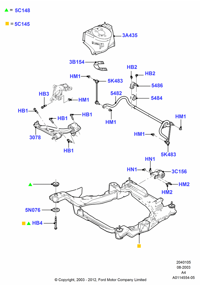 05 - Front Susp.Arms/Stabilizer/X-Member; 25/AUG/2003-02/JAN/2007