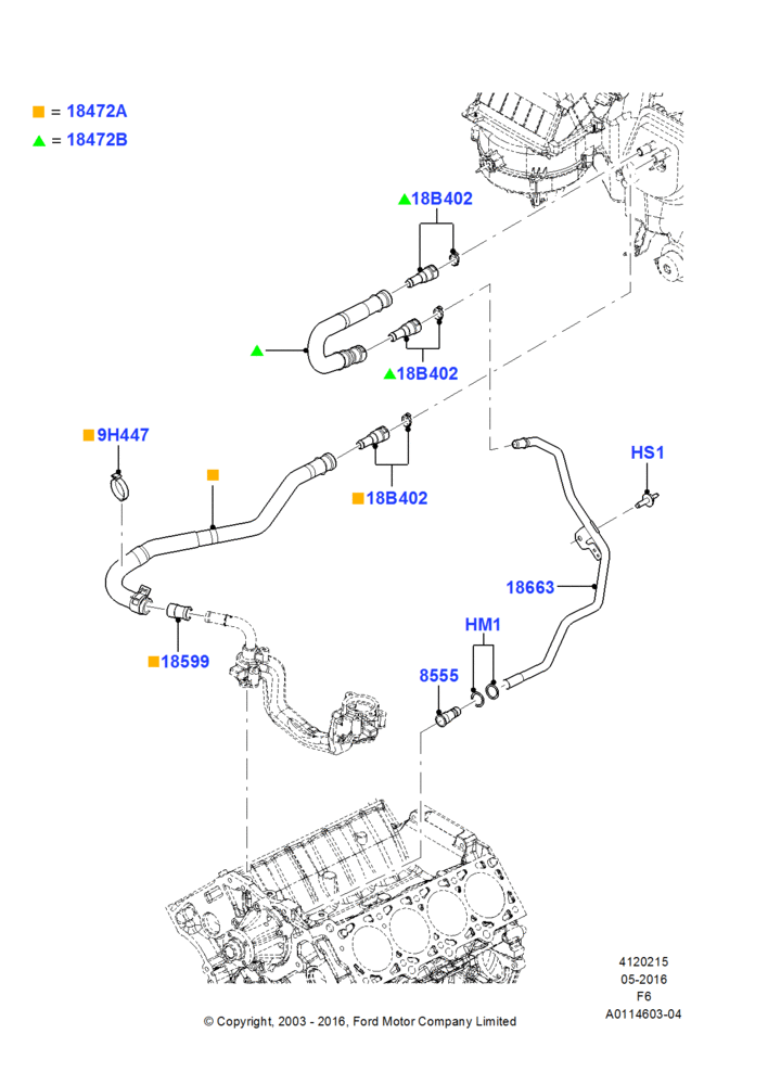 15A - Heater Hoses, 5.4L 3V V8; 02/JUN/2003-18/AUG/2008