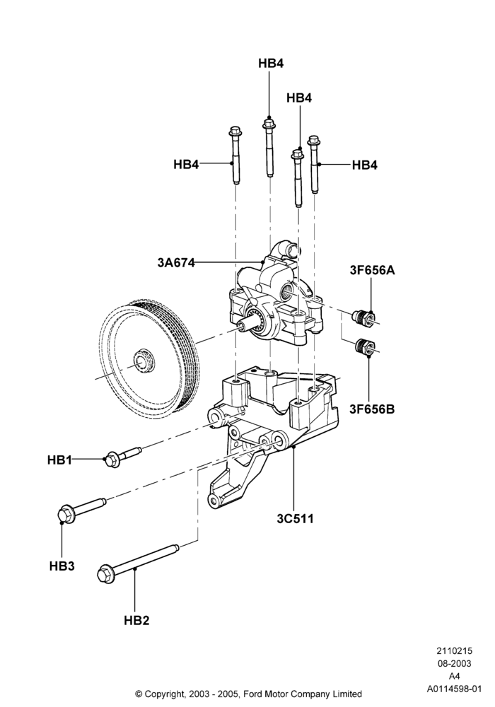 15 - Power Steering Pump Mounting; 25/AUG/2003-02/JAN/2007