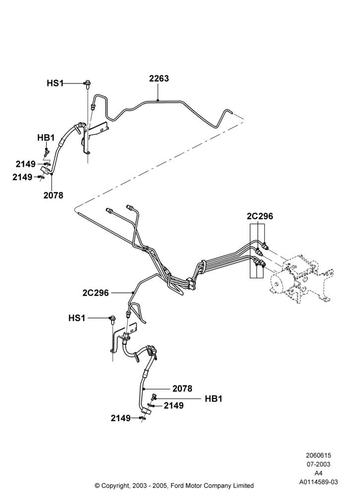 15 - FRONT BRAKE LINES; 25/AUG/2003-02/JAN/2007