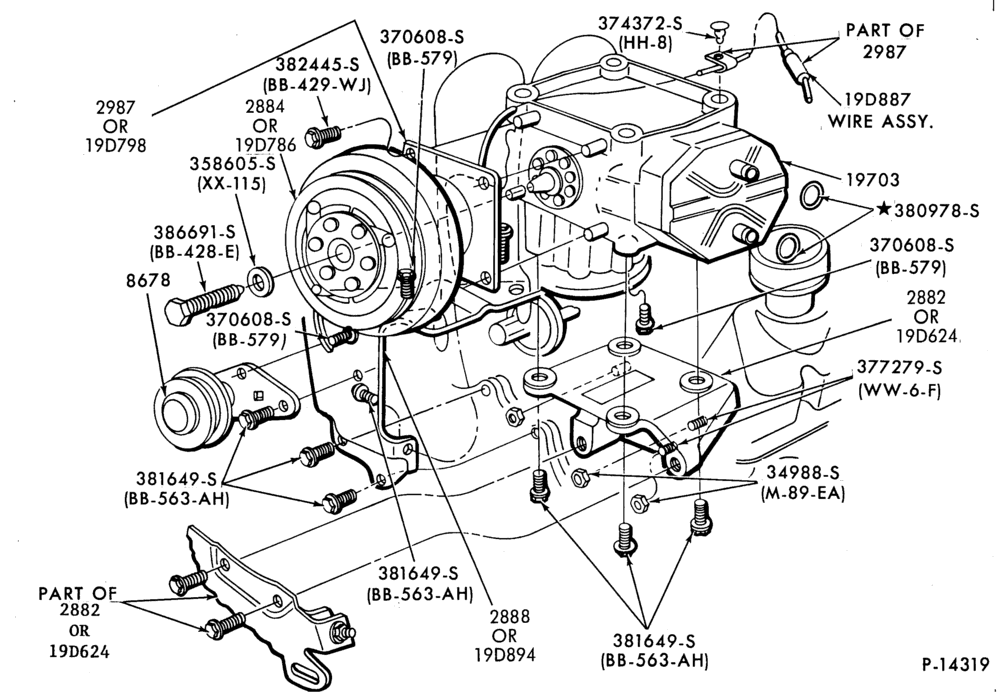 197.3 - AIR CONDITIONER-Compressor Installation - hang - integral- 8 cyl.