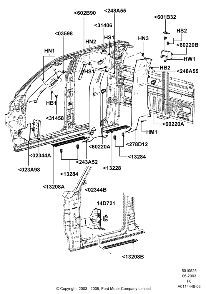 25D - Side Trim, Crew Cab; 02/JUN/2003-18/AUG/2008