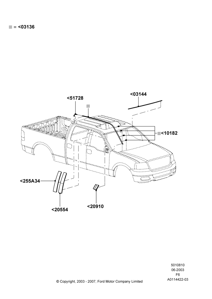 10M - Body Mouldings, Crew Cab, Upper; 02/JUN/2003-18/AUG/2008