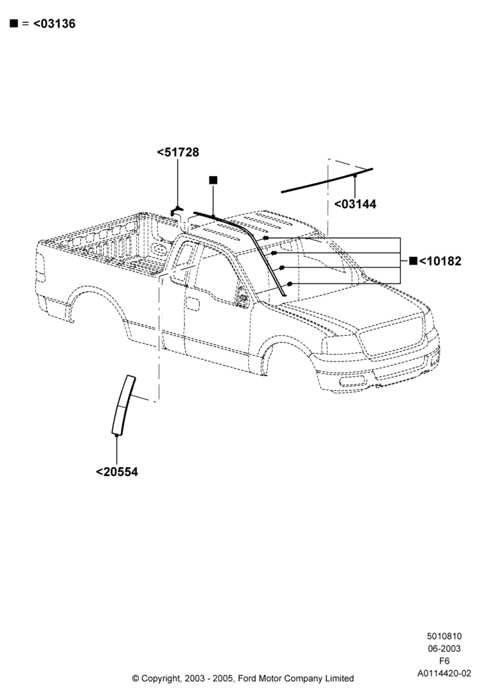 10K - Body Mouldings, Regular Cab, Upper; 02/JUN/2003-18/AUG/2008