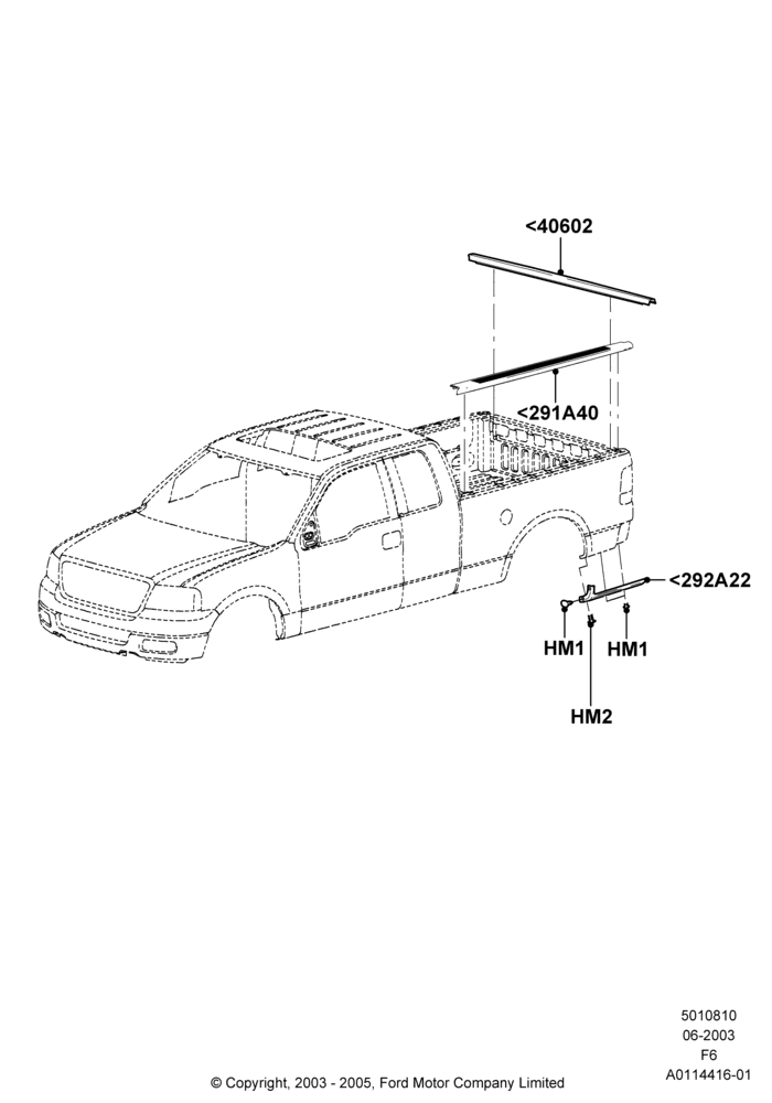 10D - Body Mouldings, Ford 150 Series, With 5.5' Styleside Box; 02/JUN/2003-18/AUG/2008
