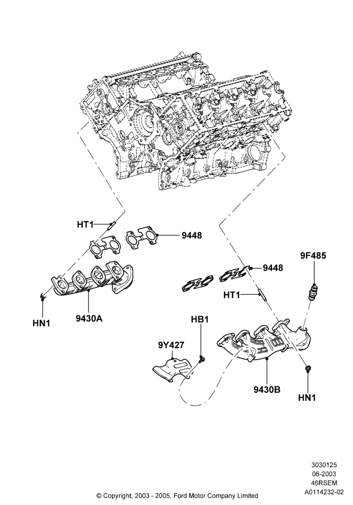 Exhaust Manifold, Romeo 4.6 SOHC EFI