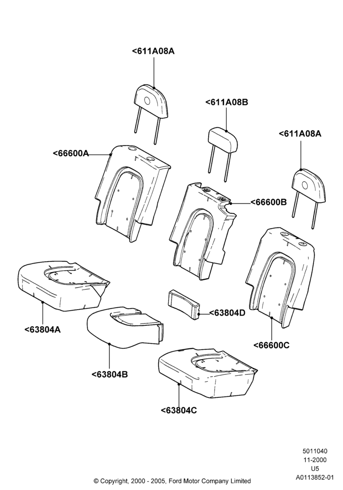 40C - Rear Seat Covers, Lincoln/Mercury Series, US MARKETS, With All Second Row 40-20-40 Seats; 13/NOV/2000-19/AUG/2002