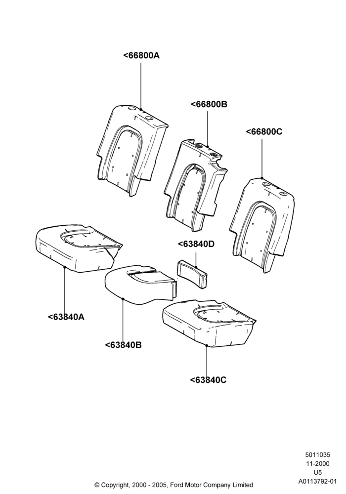 35C - Rear Seat Pads/Valances & Heating, Lincoln/Mercury Series, US MARKETS, With All Second Row 40-20-40 Seats; 13/NOV/2000-19/JUL/2005