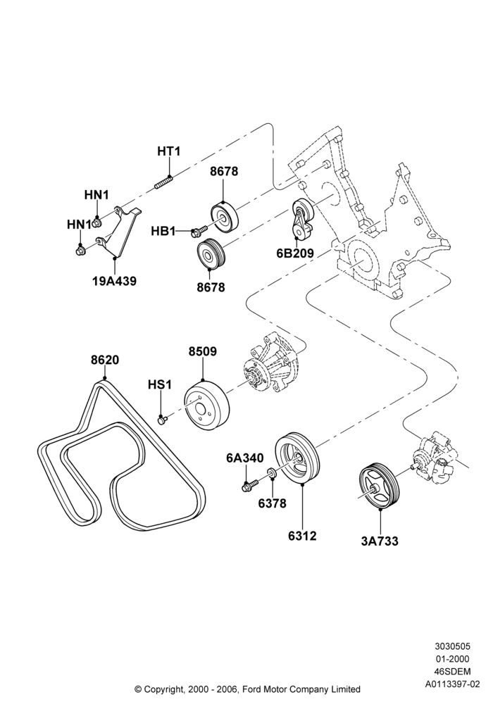 Pulleys and Drive Belts, 4.6L DOHC V8 EFI, V8 Appearance Group
