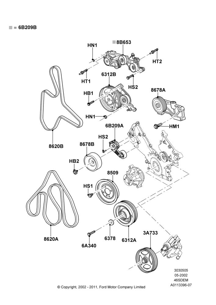 Pulleys and Drive Belts, 4.6 DOHC EFI S/C, Cobra