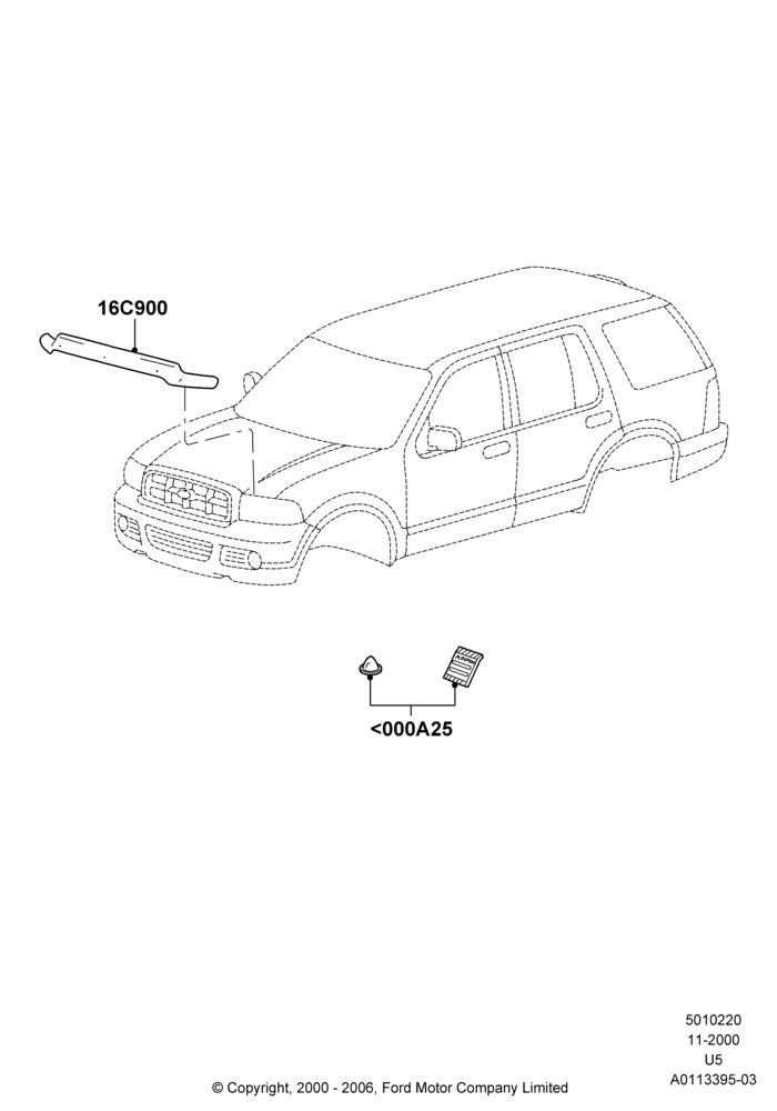 20X - Hood and Related Parts, Ford Series, Accessory Bug Shield; 13/NOV/2000-19/JUL/2005