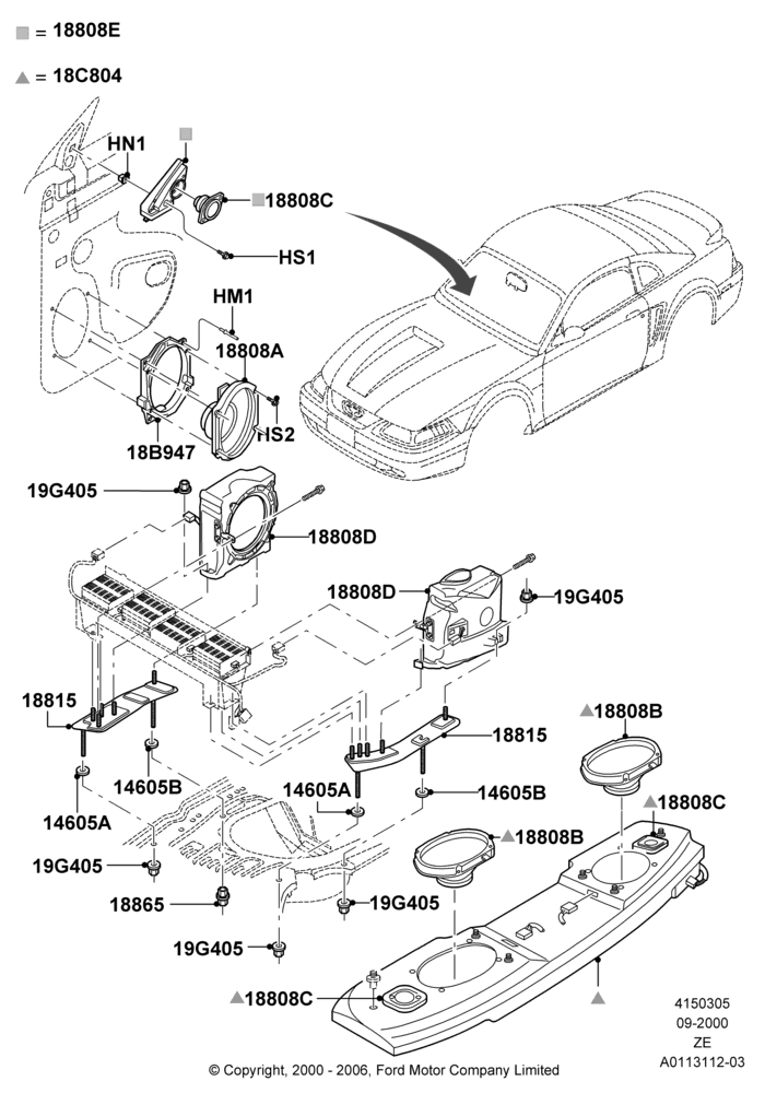 05C - Speakers, Coupe, MACH 1000, MACH 460; 18/SEP/2000-12/MAY/2004