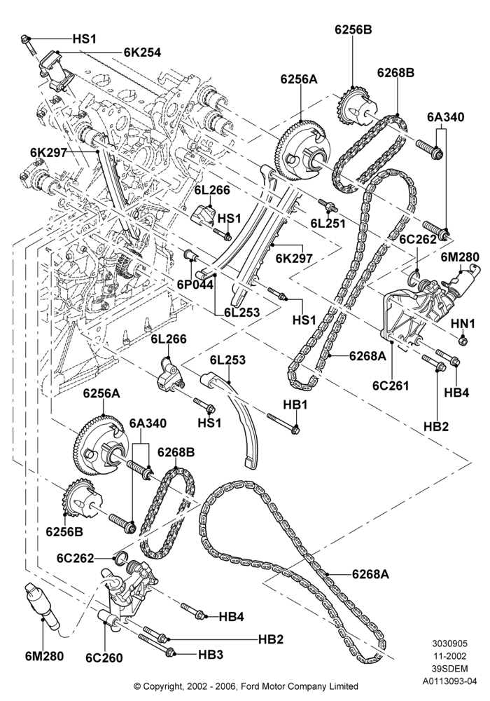 05D - Timing Gear, 3.9L Dohc EFI NA V8 Gas*HP; 18/NOV/2002-01/JUL/2005