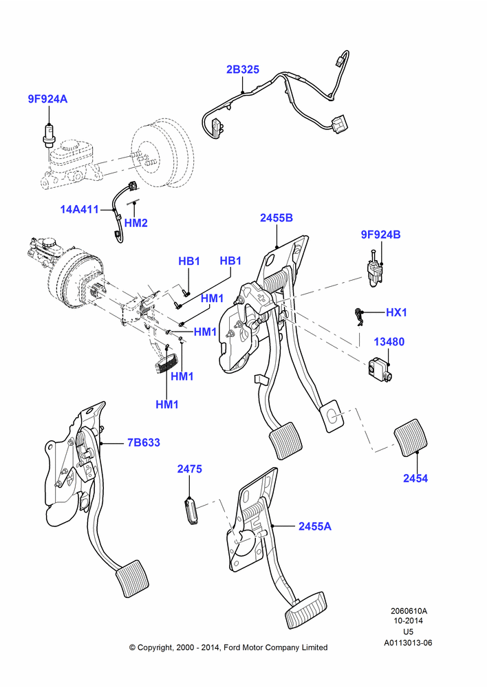 10A - Brake and Clutch Controls, With Fixed Foot Pedals; 13/NOV/2000-19/JUL/2005