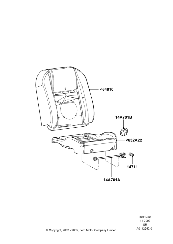 20B - Front Seat Pads/Valances & Heating, Without Heated Seats; 18/NOV/2002-01/JUL/2005