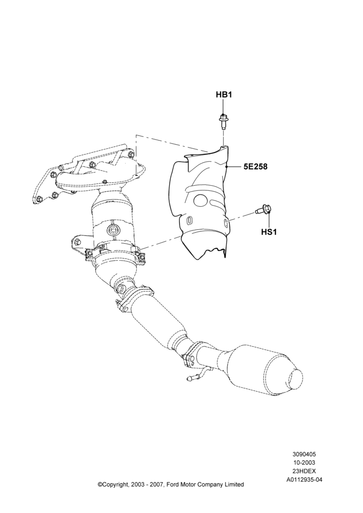 05A - Heat Shields - Exhaust System, 2.3L Duratec-HE (145PS) - MI4; 04/SEP/2003-05/APR/2004