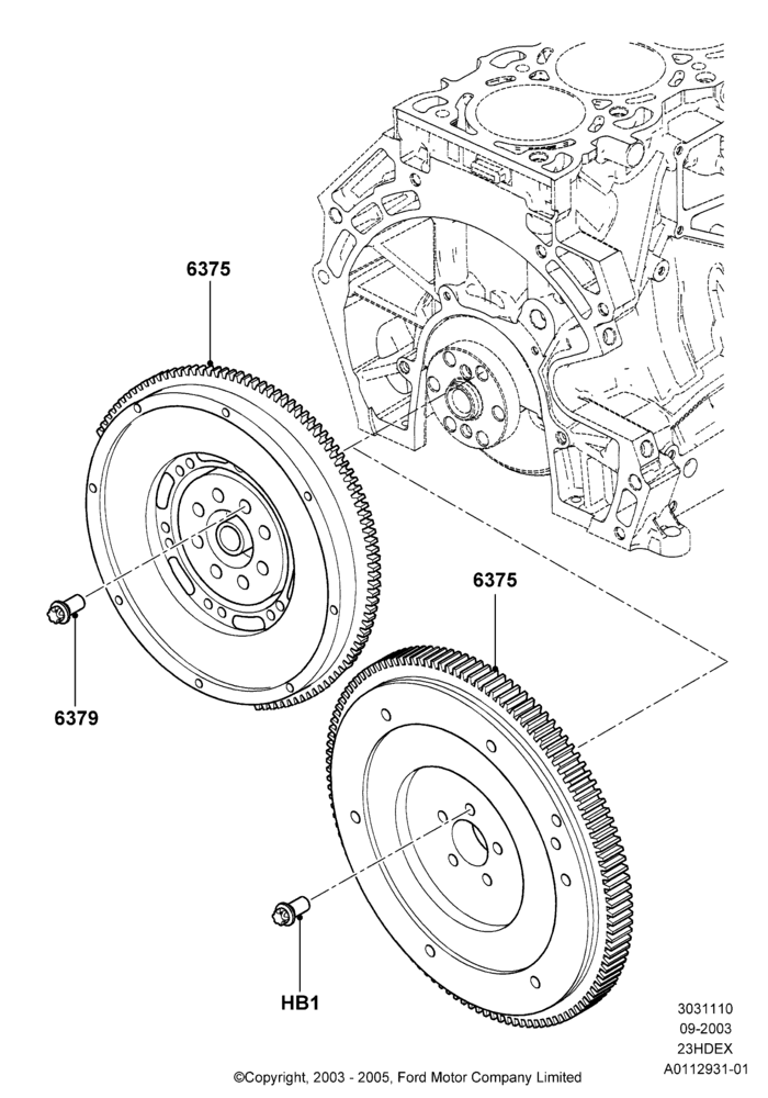 10A - Flywheel, 2.3L Duratec-HE (145PS) - MI4; 04/SEP/2003-27/AUG/2007