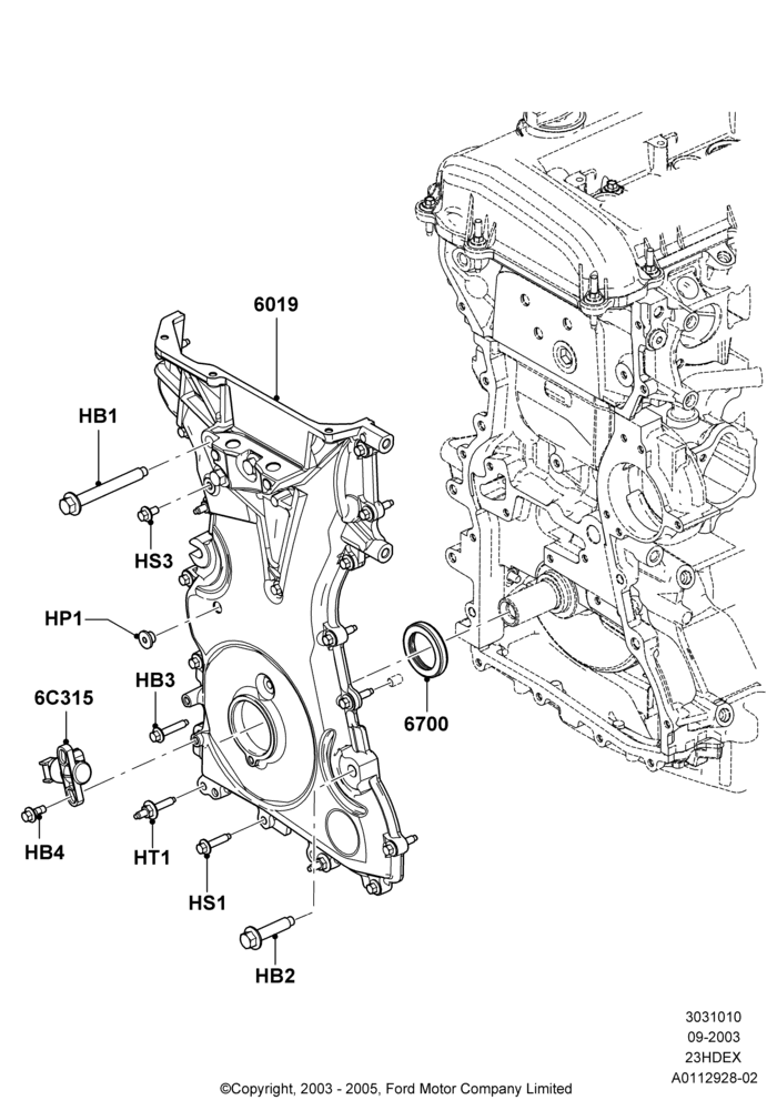 10A - Timing Gear Covers, 2.3L Duratec-HE (145PS) - MI4; 04/SEP/2003-27/AUG/2007
