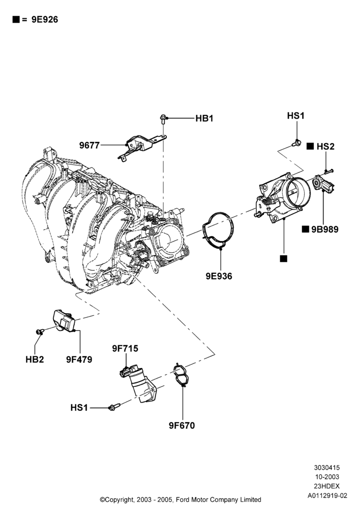 15A - Throttle Housing, 2.3L Duratec-HE (145PS) - MI4; 04/SEP/2003-27/AUG/2007